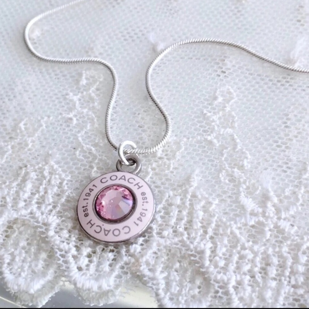 Coach BCA Pink Crystal Charm Necklace